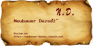 Neubauer Dezső névjegykártya